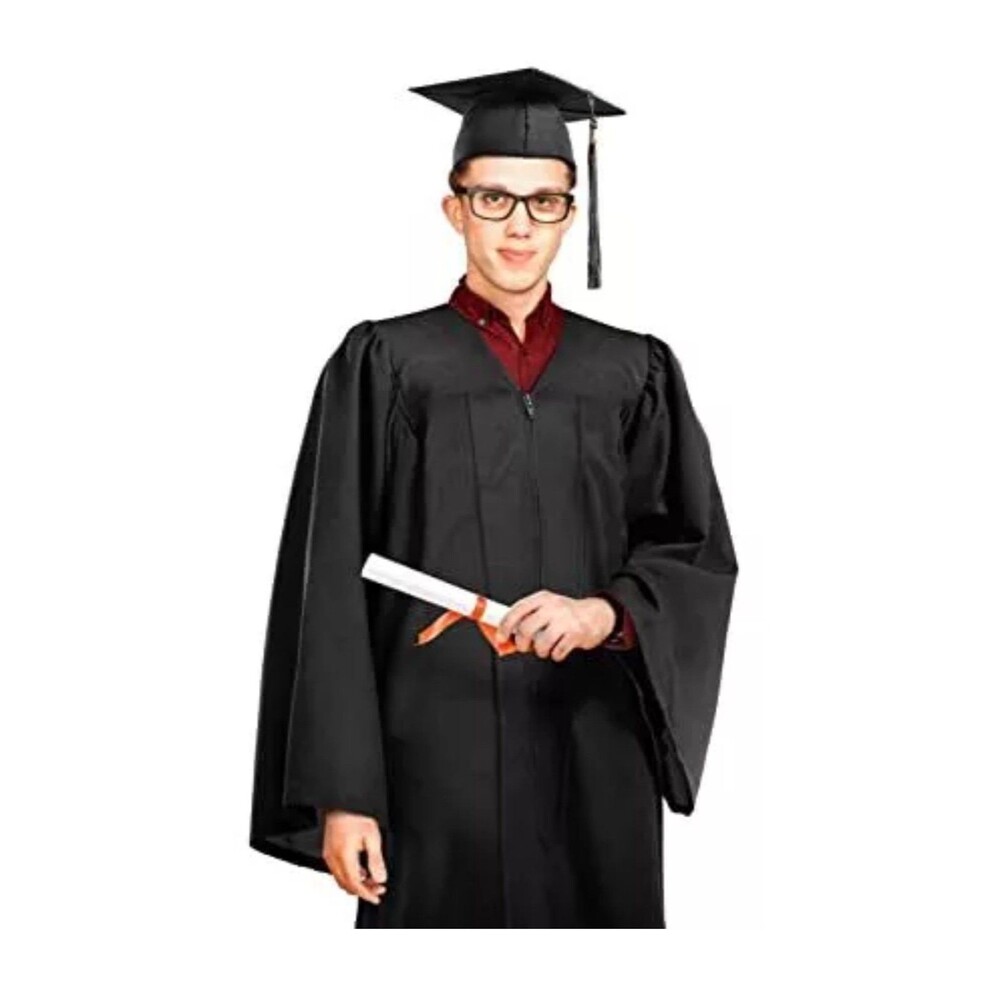 Graduation Cap and Gown with Year Charm for College &High School, Unisex